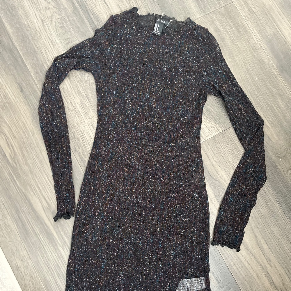 Sheer Black multicolor long sleeve slip